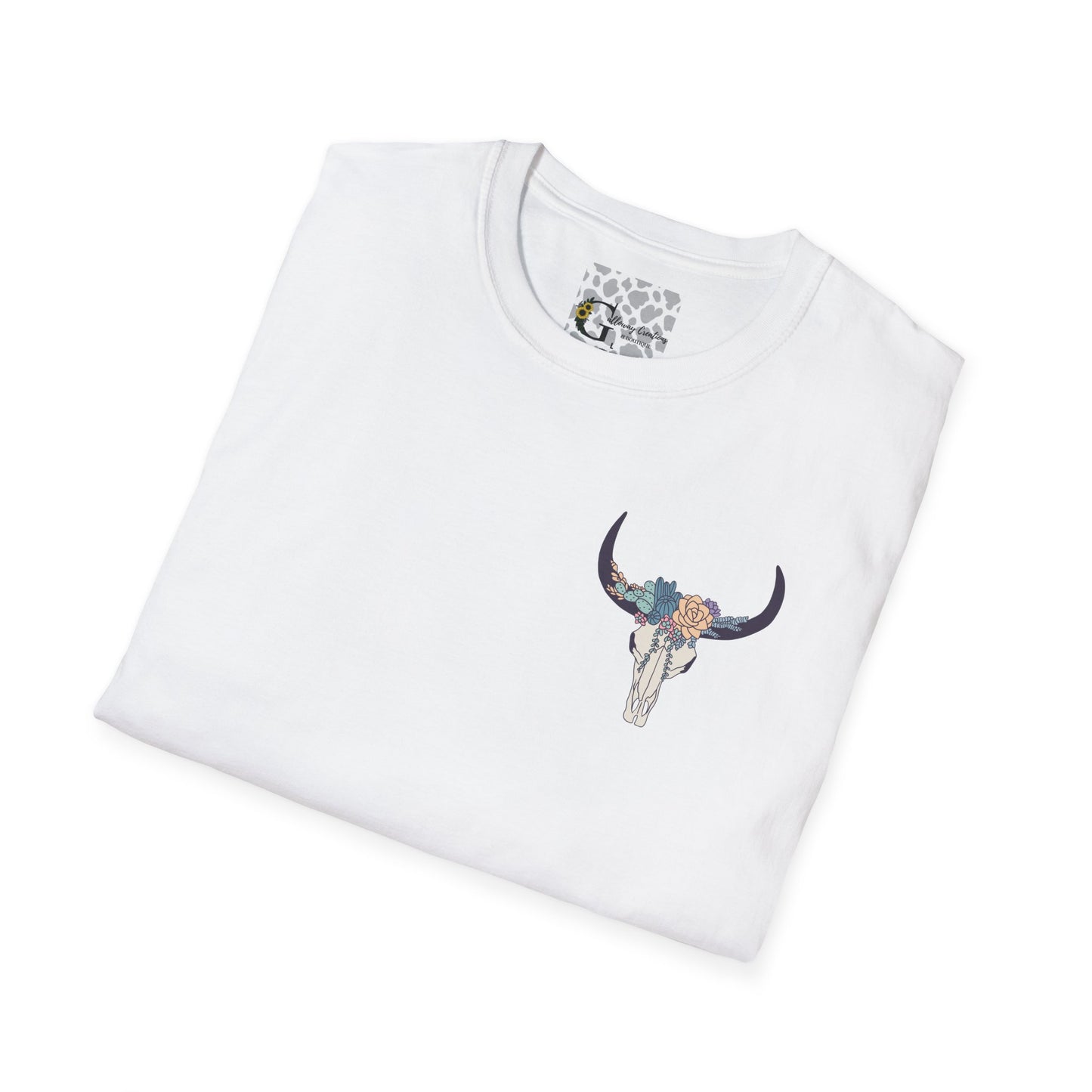 Floral Bull Skull Brand T-Shirt