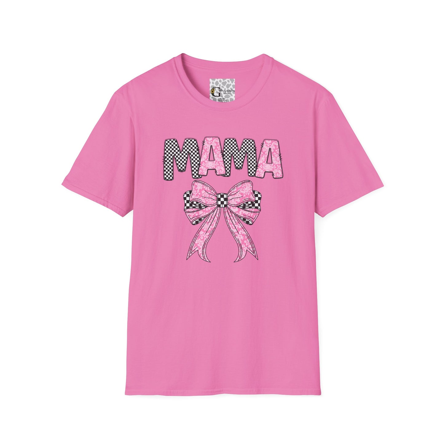 Pink and Checkered Bow Mama T-Shirt