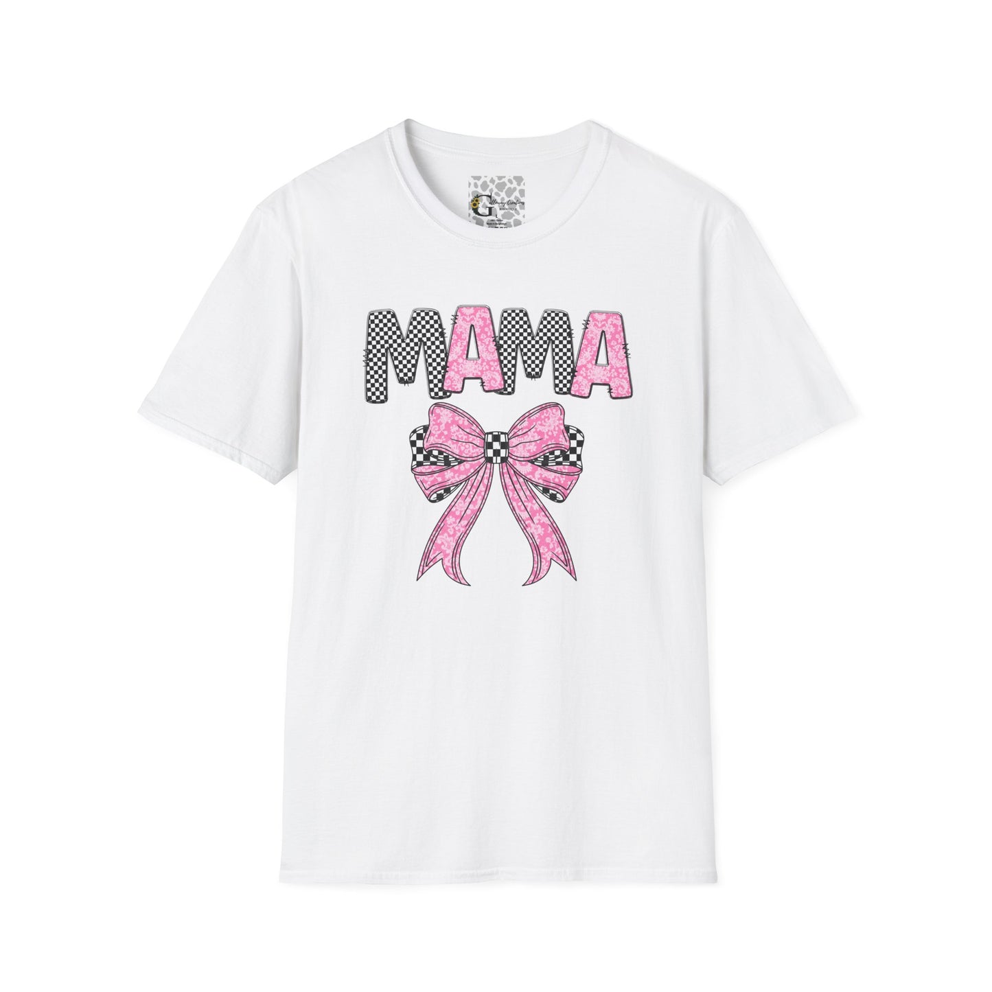 Pink and Checkered Bow Mama T-Shirt