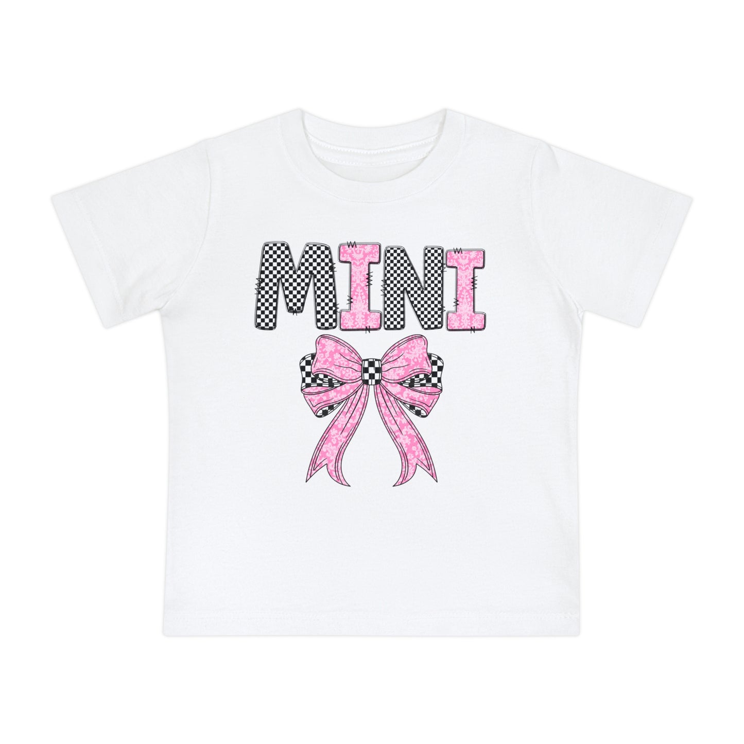 Pink and Checkered Bow Mini Baby T-Shirt