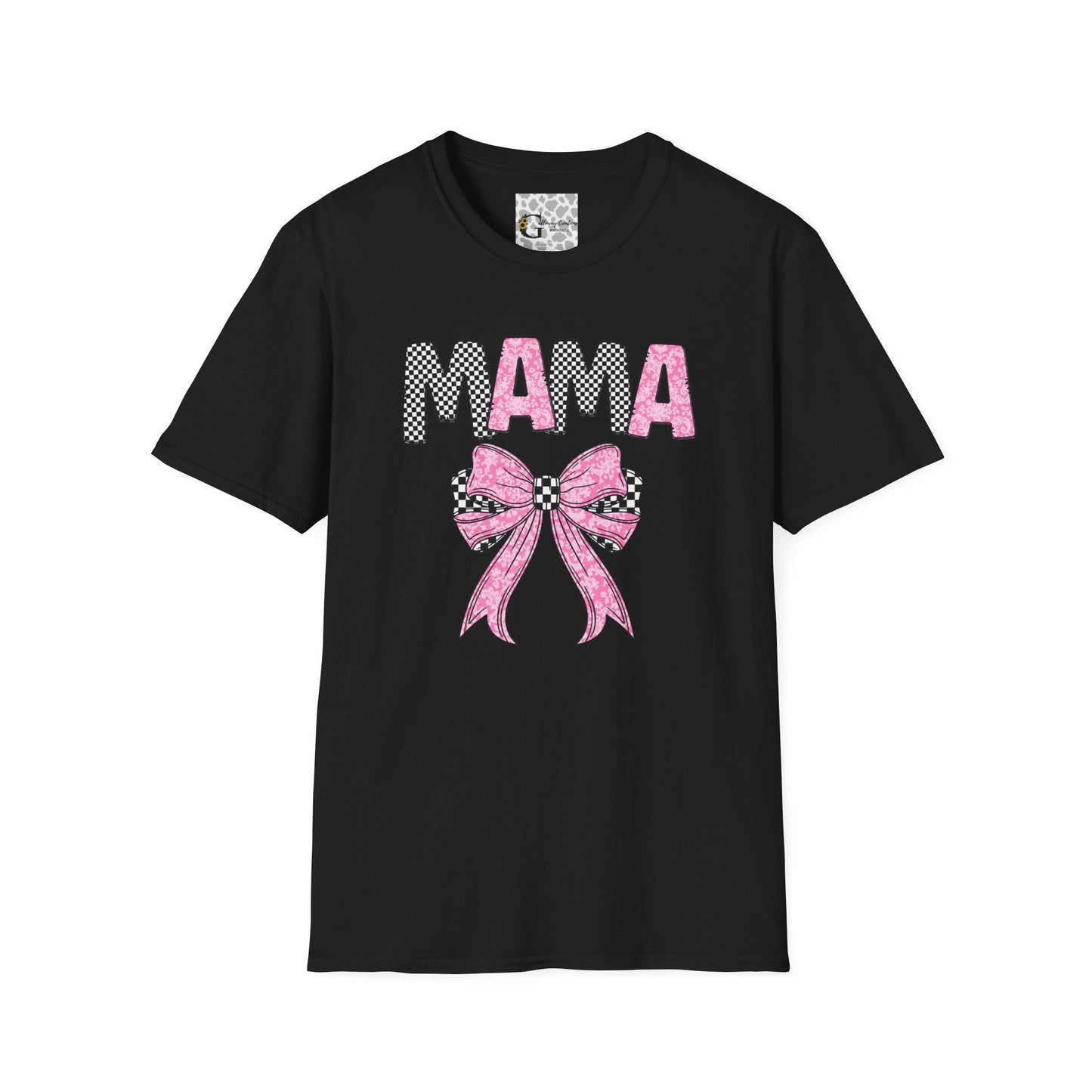 Pink and Checkered Bow Mama T-Shirt