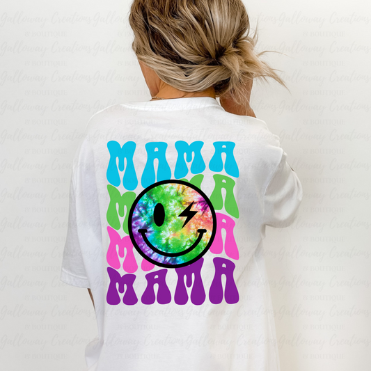 Mama Tie-Dye Smiley Face T-Shirt