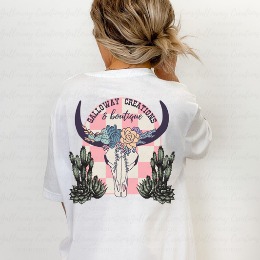 Floral Bull Skull Brand T-Shirt