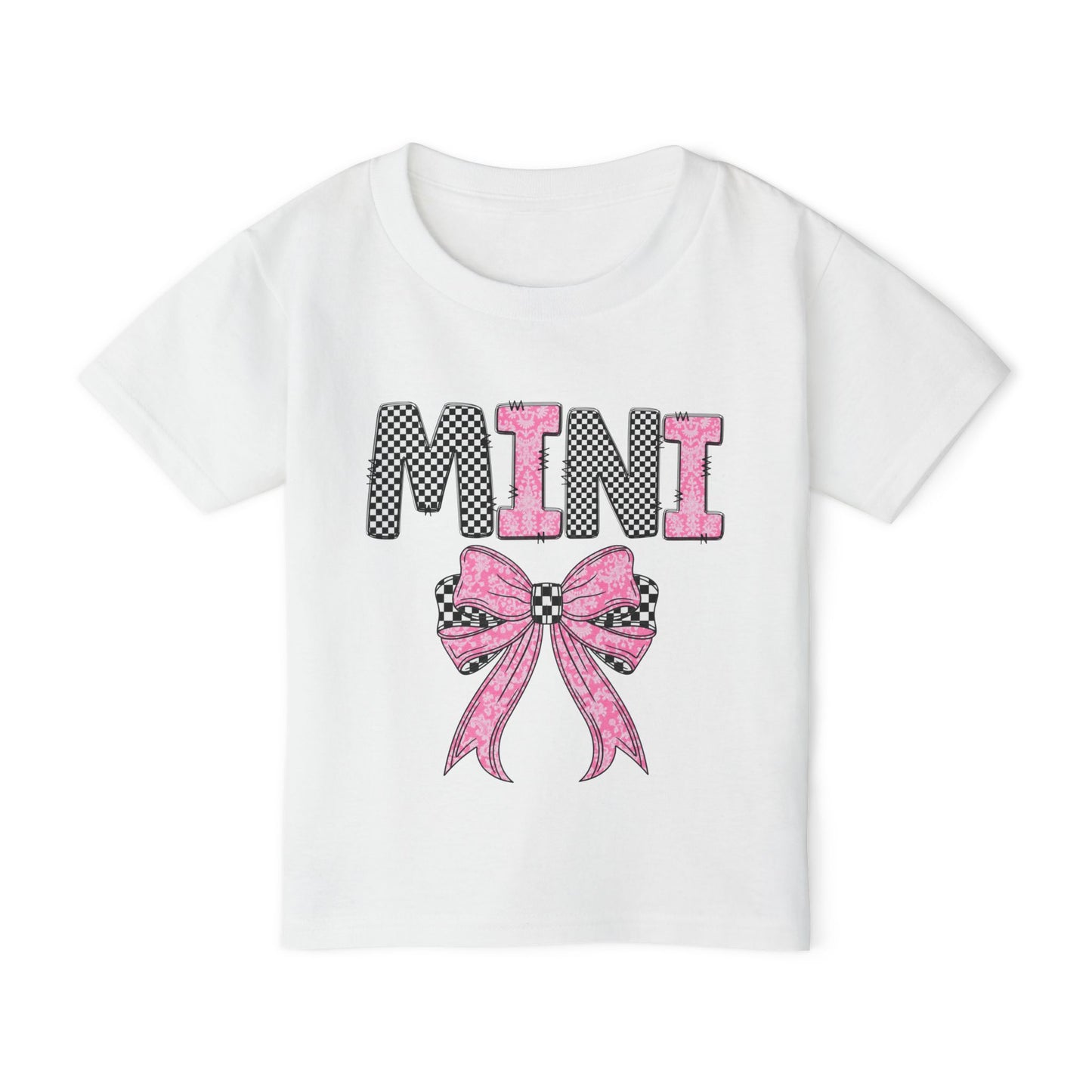 Pink and Checkered Bow Mini Toddler T-Shirt