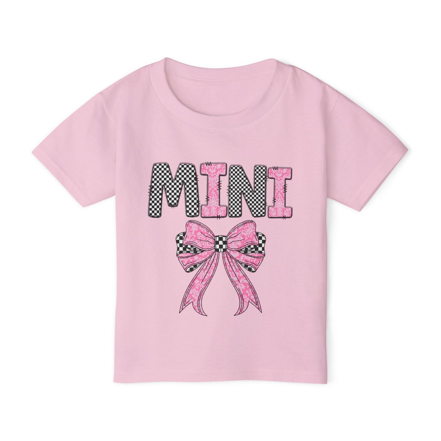 Pink and Checkered Bow Mini Toddler T-Shirt