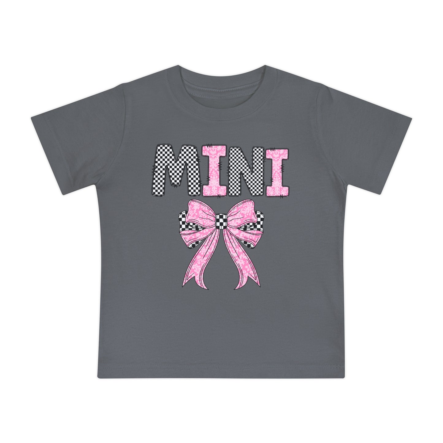 Pink and Checkered Bow Mini Baby T-Shirt