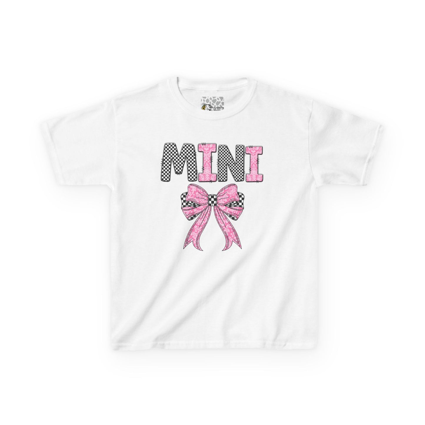 Pink and Checkered Bow Mini Toddler T-Shirt