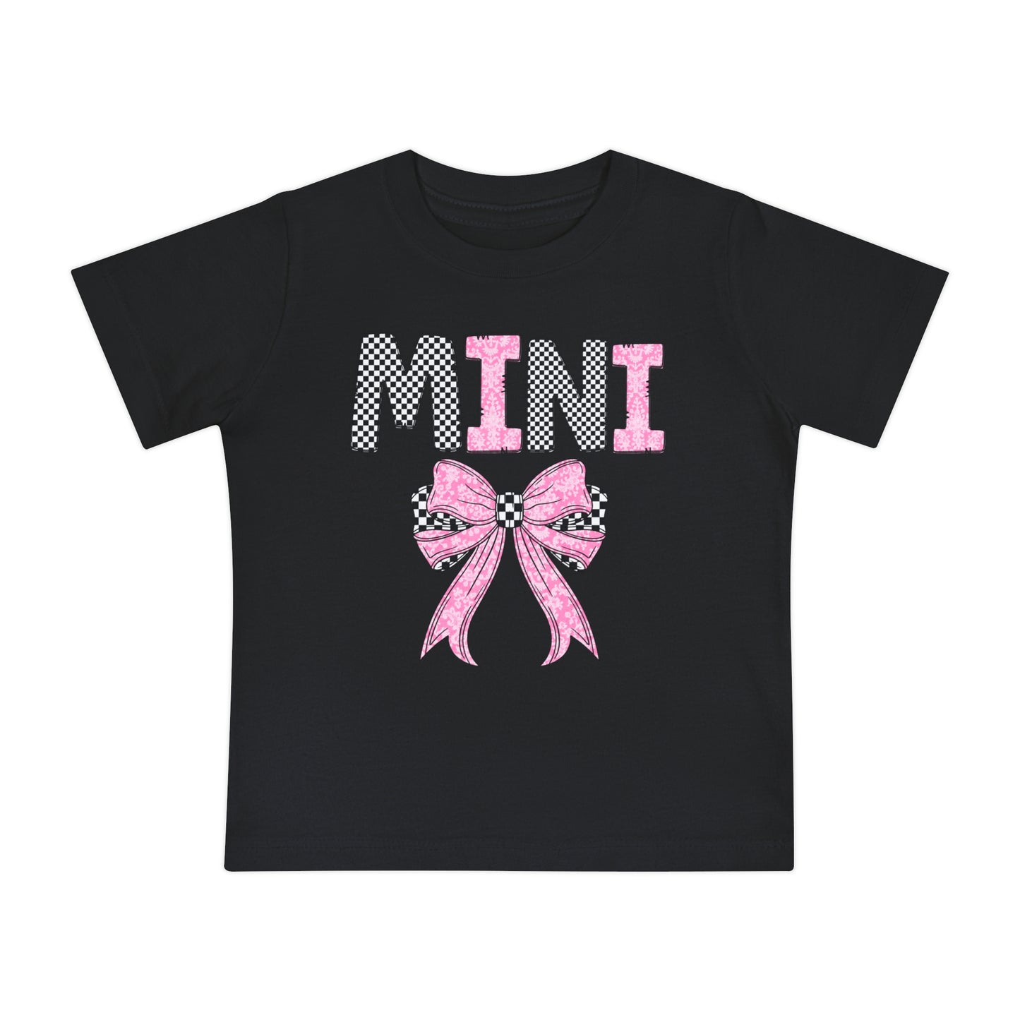 Pink and Checkered Bow Mini Baby T-Shirt